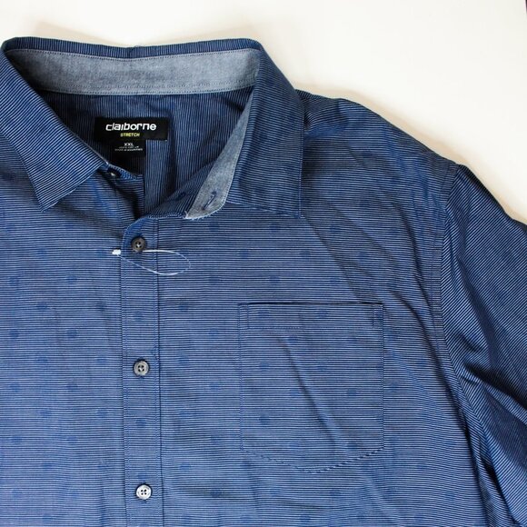 Claiborne Stretch XXL Blue Striped Button Down - Picture 6 of 7